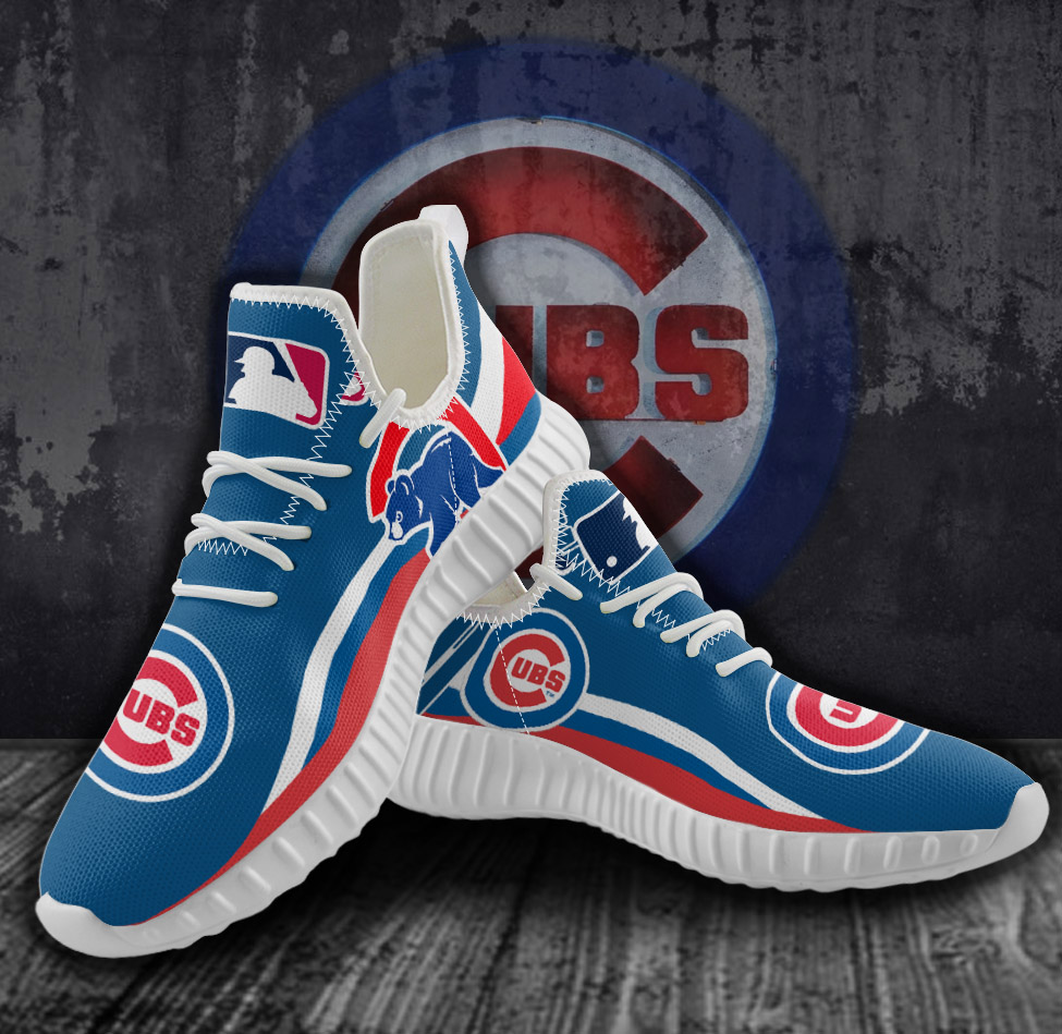 Women's Chicago Cubs Mesh Knit Sneakers/Shoes 005